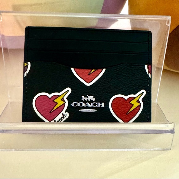 Coach Black Card Holder with Heart Lightning - Picture 4 of 7